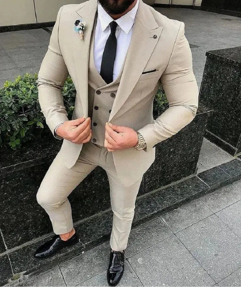 Men Suit Prom Tuxedo Slim Fit 3 Piece Groom Wedding Suit For Men Custom Blazer Terno Masuclino 3 Pieces (jacket+vest+pant) Fnoexw Official Store EBOYGIFTS