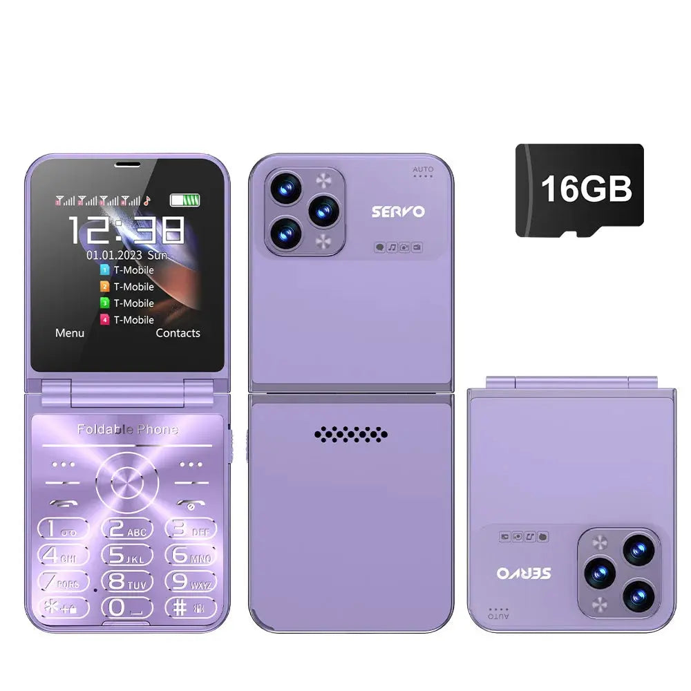 SERVO Flilo7 4 SIM Card Flip Mobile Phone Auto Call Record Speed Dial Magic Voice Blacklist FM Radio Type-C Foldable Cellphone WFIVE Store