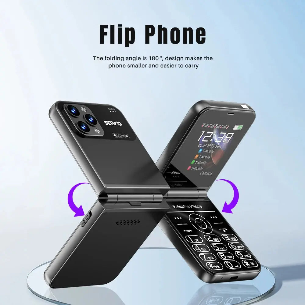 SERVO Flilo7 4 SIM Card Flip Mobile Phone Auto Call Record Speed Dial Magic Voice Blacklist FM Radio Type-C Foldable Cellphone WFIVE Store