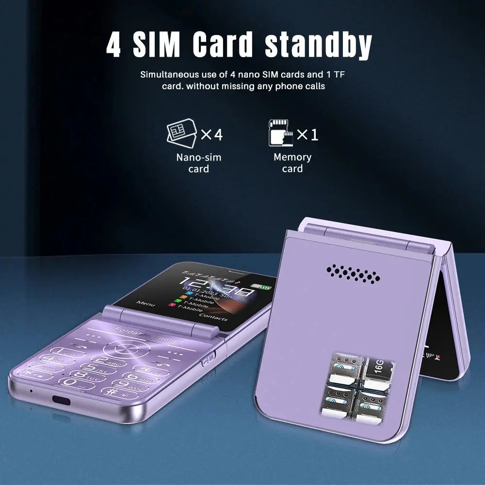 SERVO Flilo7 4 SIM Card Flip Mobile Phone Auto Call Record Speed Dial Magic Voice Blacklist FM Radio Type-C Foldable Cellphone WFIVE Store