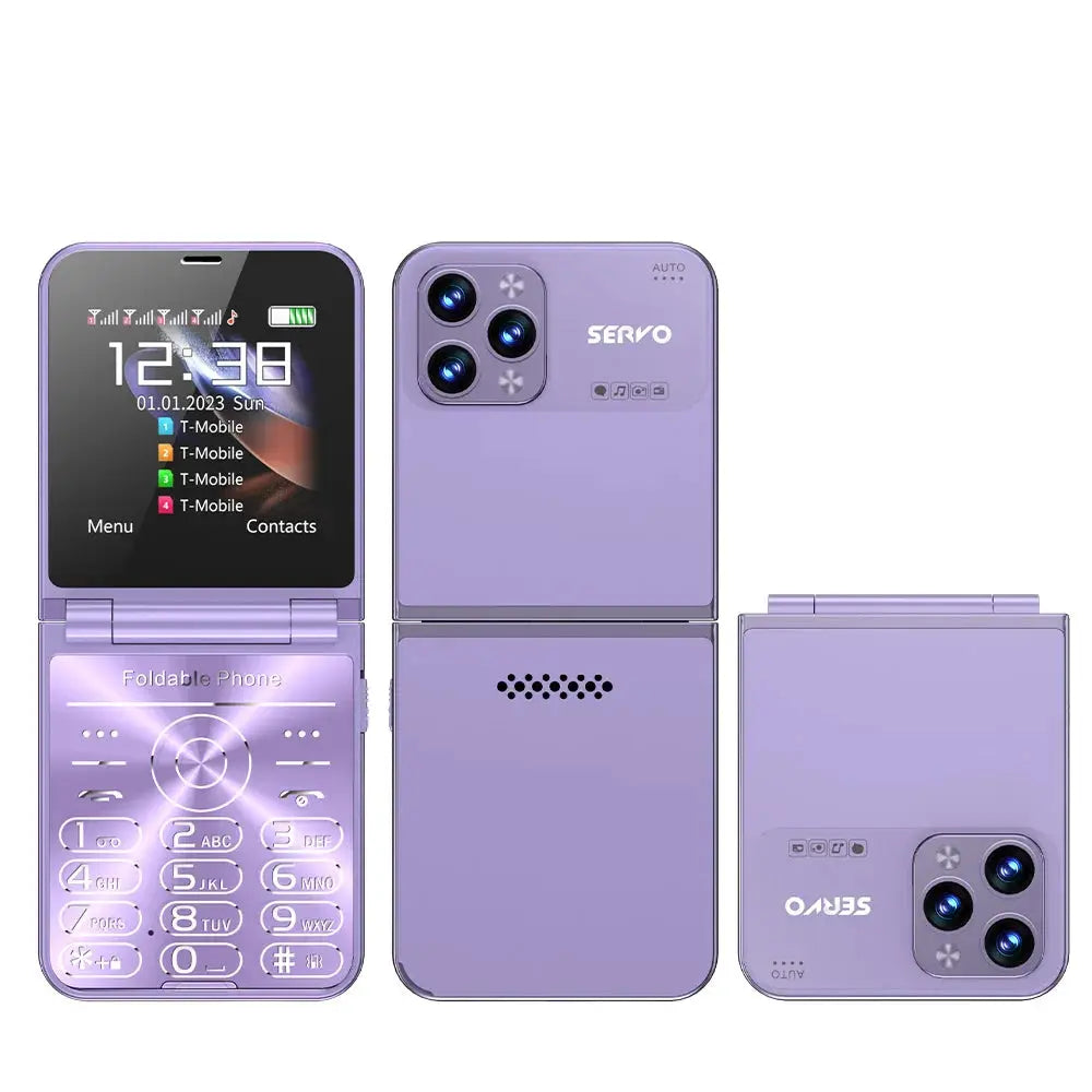 SERVO Flilo7 4 SIM Card Flip Mobile Phone Auto Call Record Speed Dial Magic Voice Blacklist FM Radio Type-C Foldable Cellphone WFIVE Store