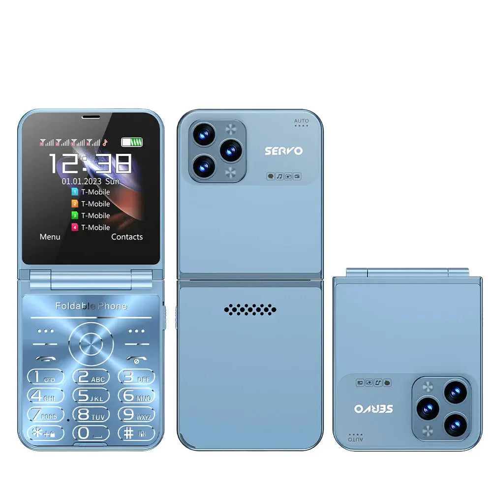 SERVO Flilo7 4 SIM Card Flip Mobile Phone Auto Call Record Speed Dial Magic Voice Blacklist FM Radio Type-C Foldable Cellphone WFIVE Store
