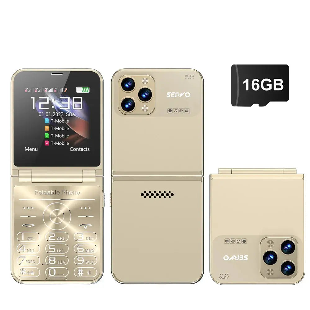 SERVO Flilo7 4 SIM Card Flip Mobile Phone Auto Call Record Speed Dial Magic Voice Blacklist FM Radio Type-C Foldable Cellphone WFIVE Store