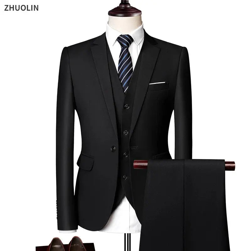 Suits Wedding For Men Blazers Set Elegant 3 Pieces Business Luxury Formal Vest Pants Full Coats 2023 Jackets Free Shipping ZHUOLIN Suit Store EBOYGIFTS