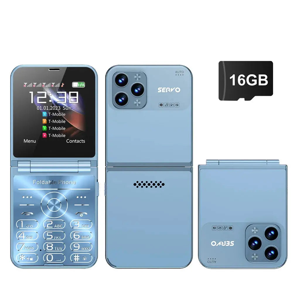 SERVO Flilo7 4 SIM Card Flip Mobile Phone Auto Call Record Speed Dial Magic Voice Blacklist FM Radio Type-C Foldable Cellphone WFIVE Store