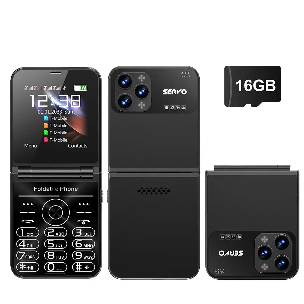SERVO Flilo7 4 SIM Card Flip Mobile Phone Auto Call Record Speed Dial Magic Voice Blacklist FM Radio Type-C Foldable Cellphone WFIVE Store