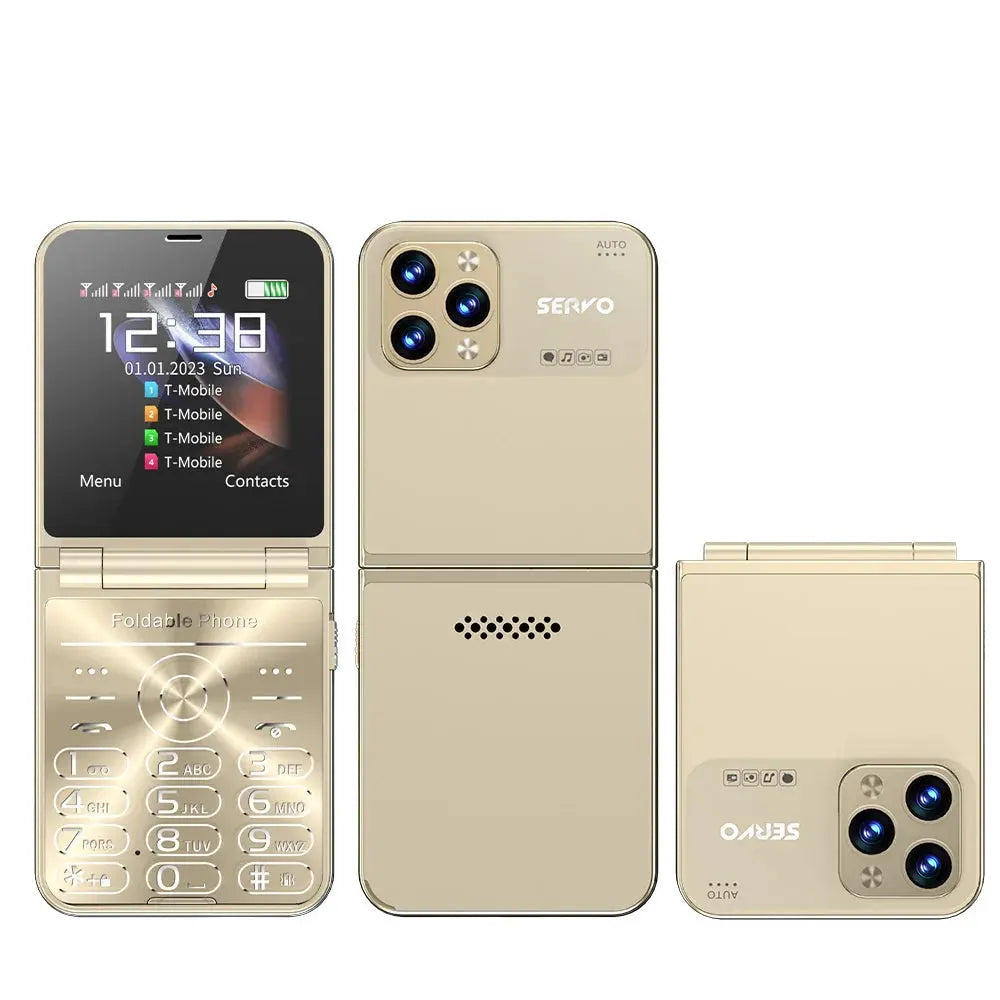 SERVO Flilo7 4 SIM Card Flip Mobile Phone Auto Call Record Speed Dial Magic Voice Blacklist FM Radio Type-C Foldable Cellphone WFIVE Store
