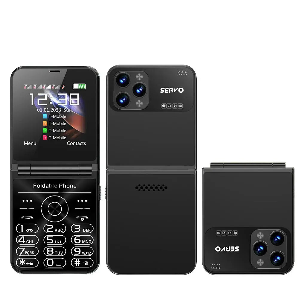 SERVO Flilo7 4 SIM Card Flip Mobile Phone Auto Call Record Speed Dial Magic Voice Blacklist FM Radio Type-C Foldable Cellphone WFIVE Store