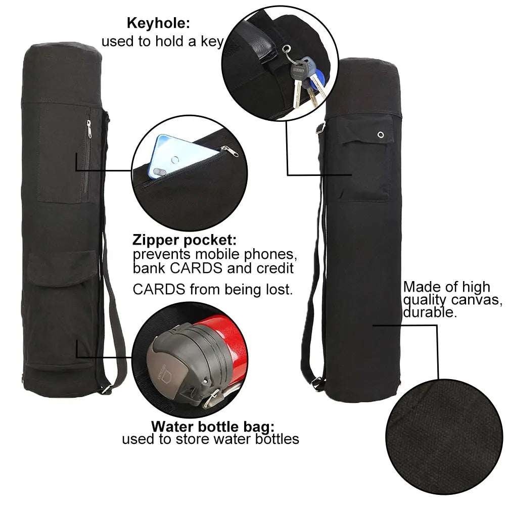 New Portable Gym Blackyoga Backpack Yoga Mat Waterproof Backpack Yoga Bag Nylon Fitness Exercise Yoga Mat Zipper Storage Bag  