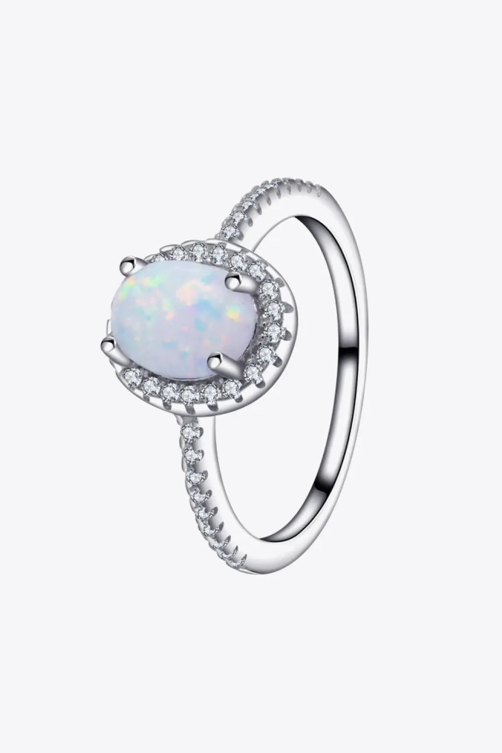 Opal 925 Sterling Silver Halo Ring  