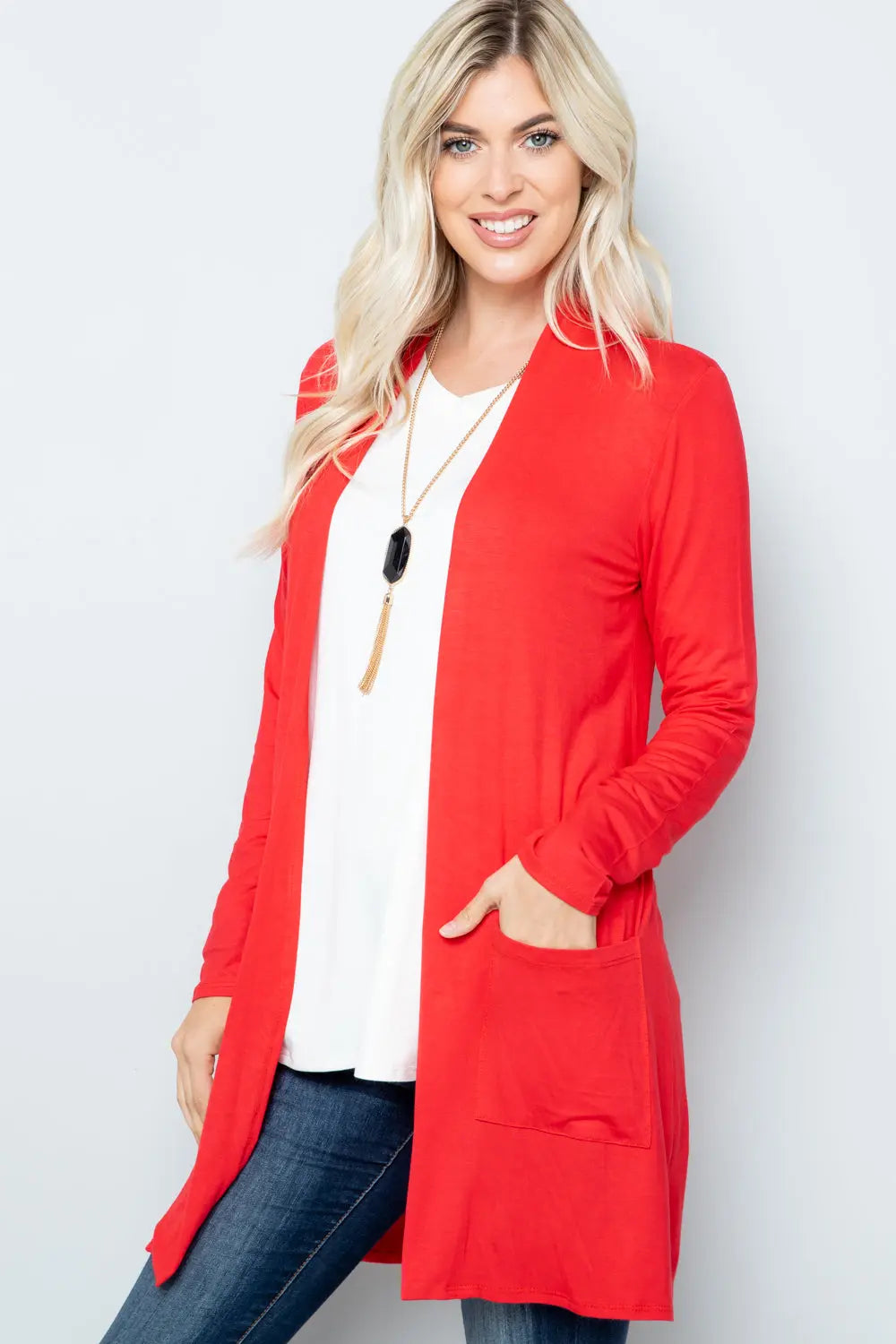 Celeste Full Size Open Front Cardigan with Pockets  