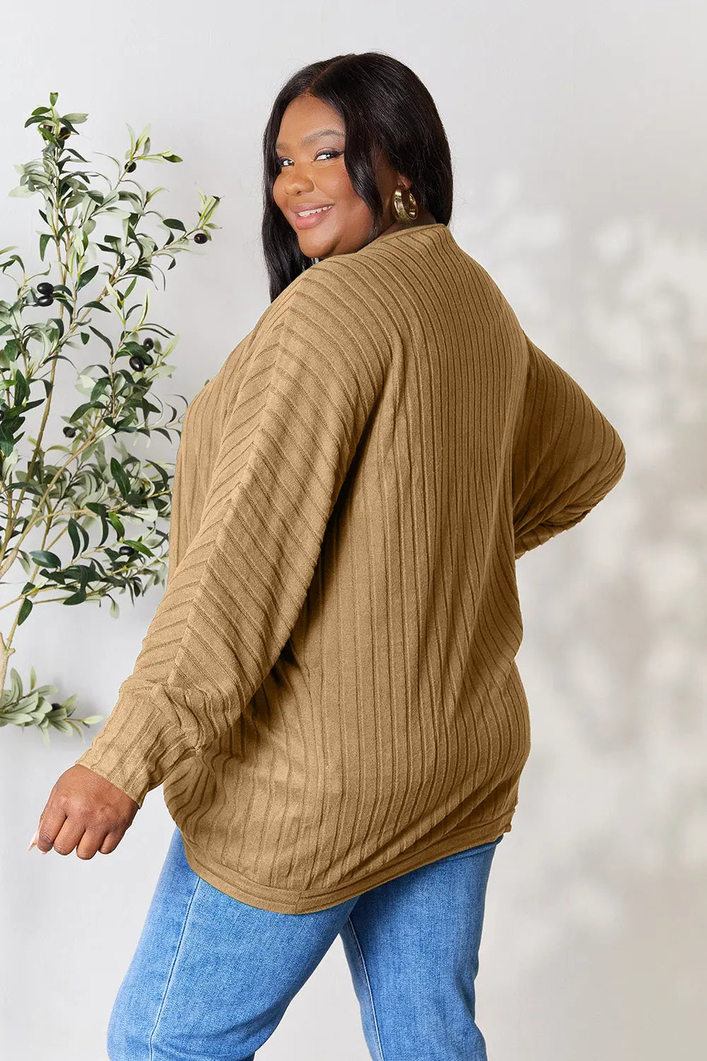 Basic Bae Full Size Ribbed Cocoon Cardigan  