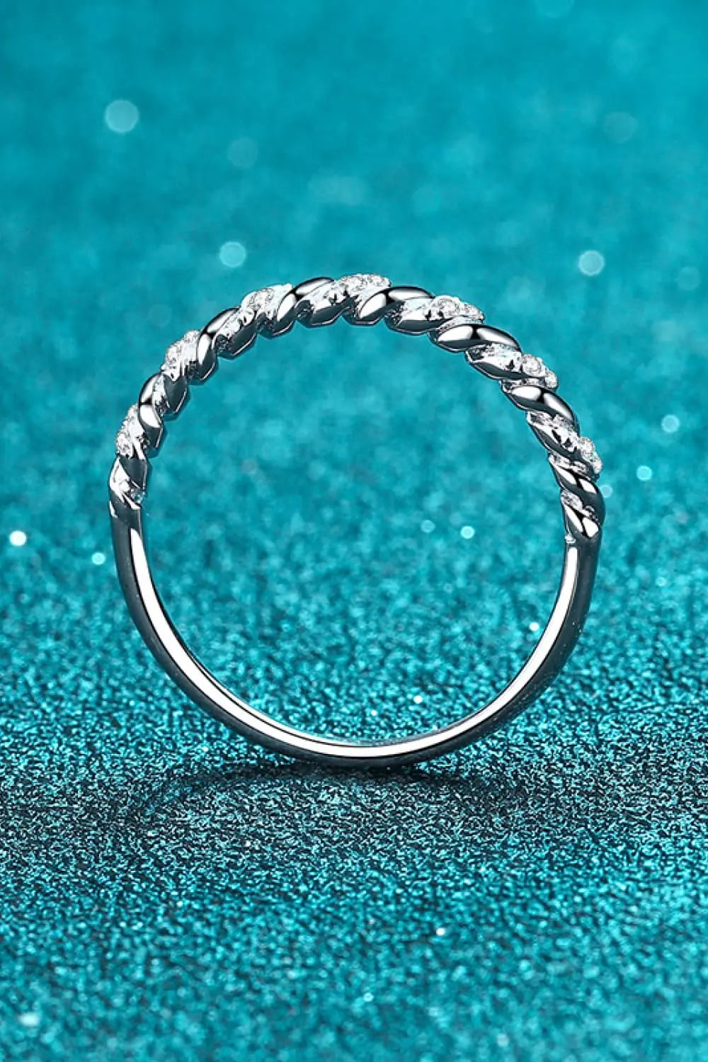 Moissanite Rhodium-Plated Half-Eternity Ring  