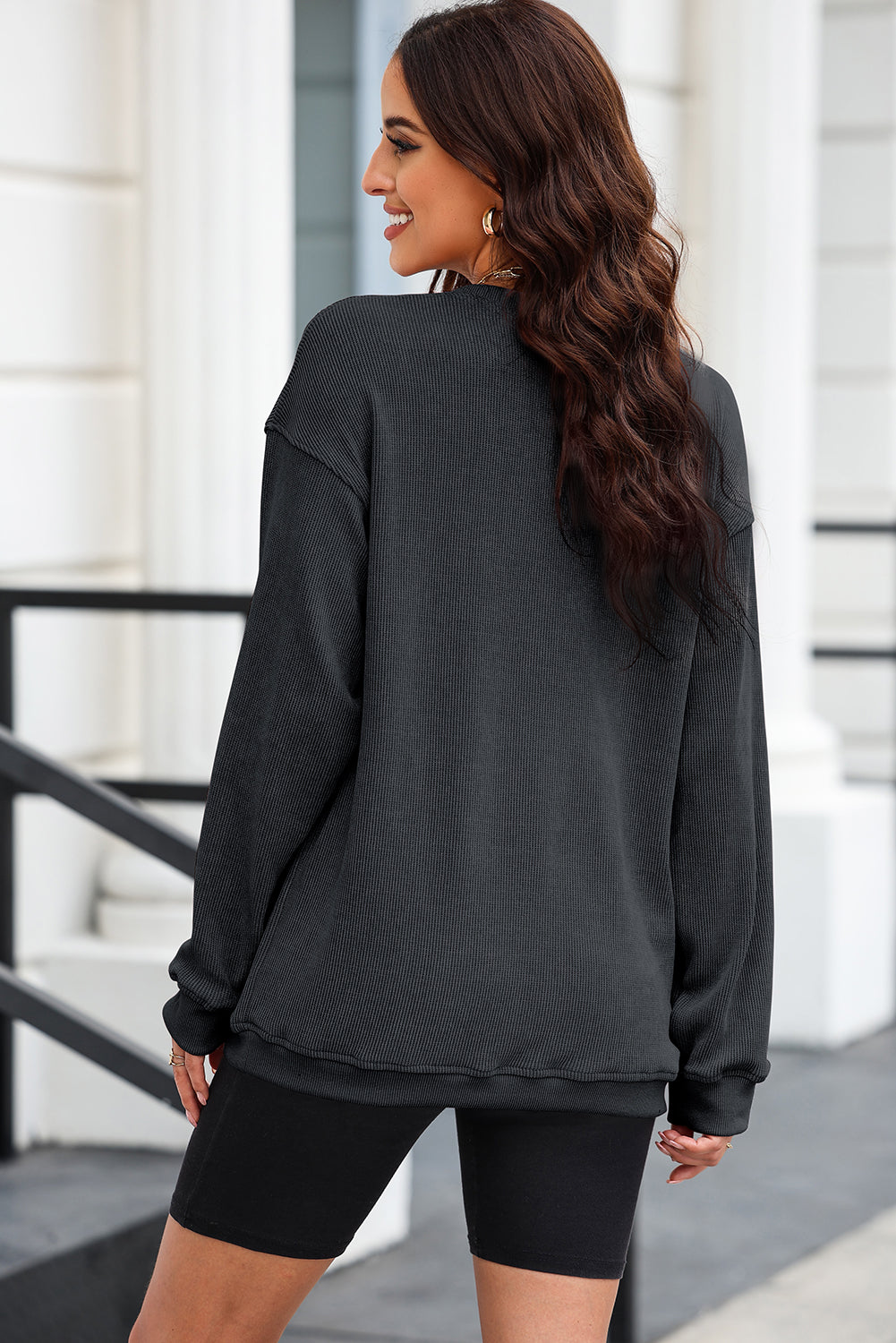 Round Neck Dropped Shoulder Sweatshirt  