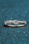 Moissanite Cutout Rhodium-Plated Ring  