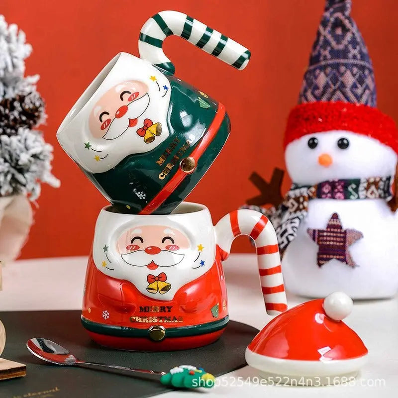 Creative Cartoon Santa Claus Cup Ceramic Cup Christmas Holiday Gift Hand-painted Water Cup Souvenir Mug  