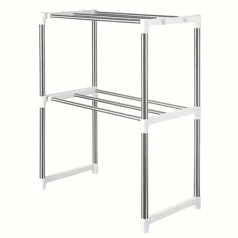 1 set Adjustable Stainless Steel Microwave Oven Shelf - Detachable Rack for Kitchen