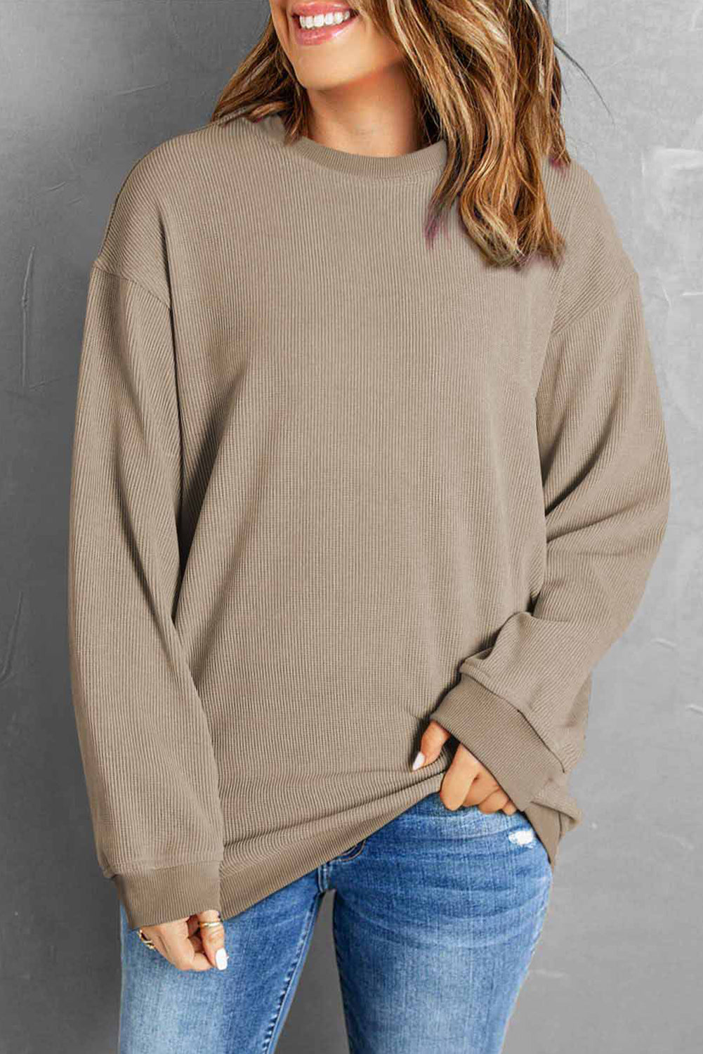 Round Neck Dropped Shoulder Sweatshirt  