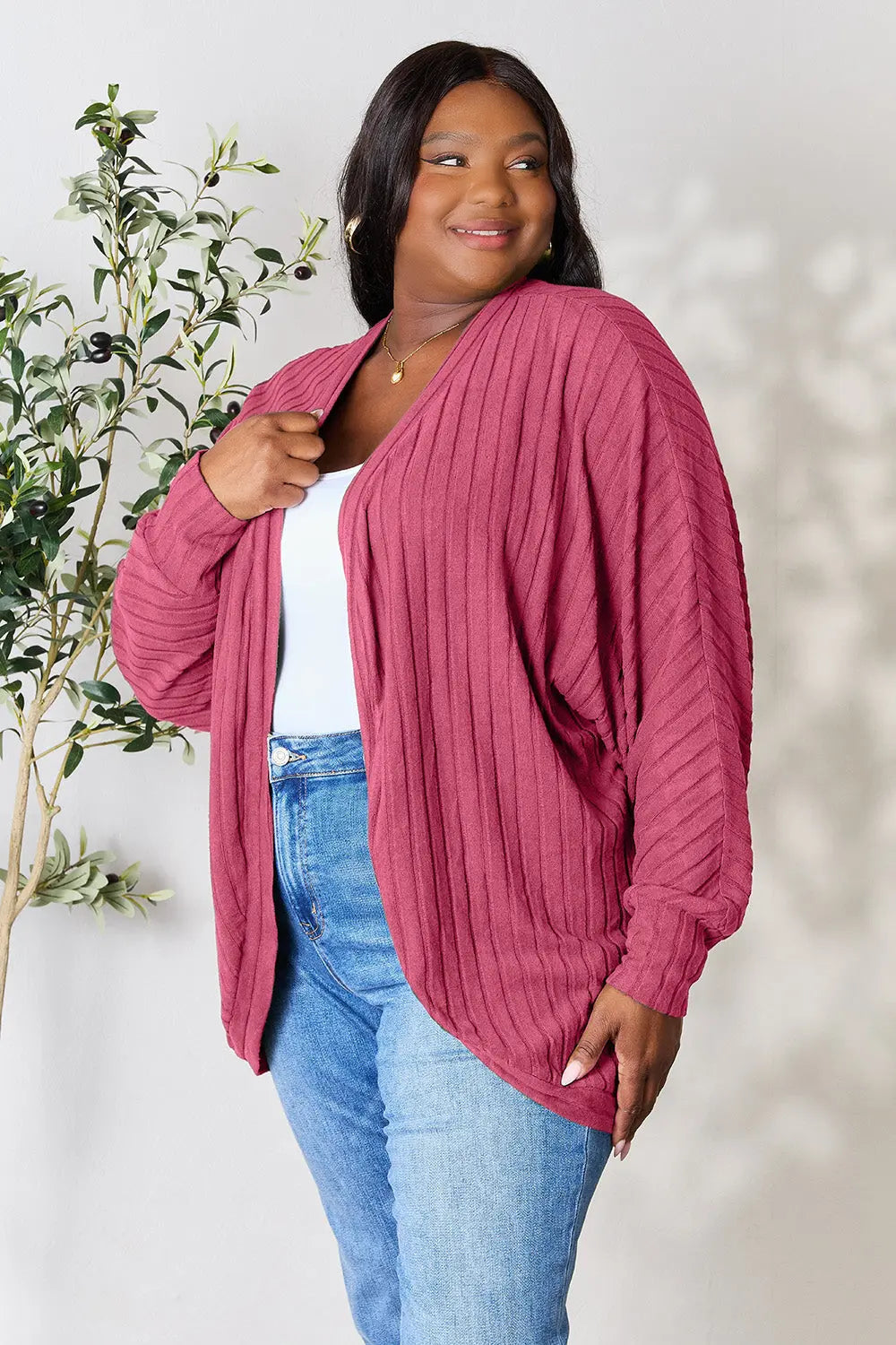 Basic Bae Full Size Ribbed Cocoon Cardigan  