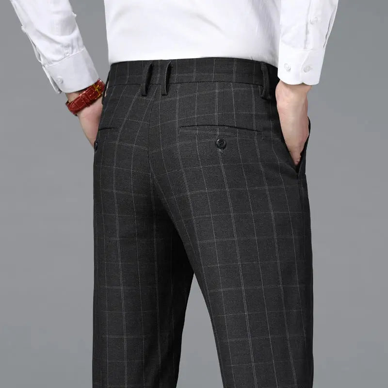 Men's Casual Business Plaid Trousers  