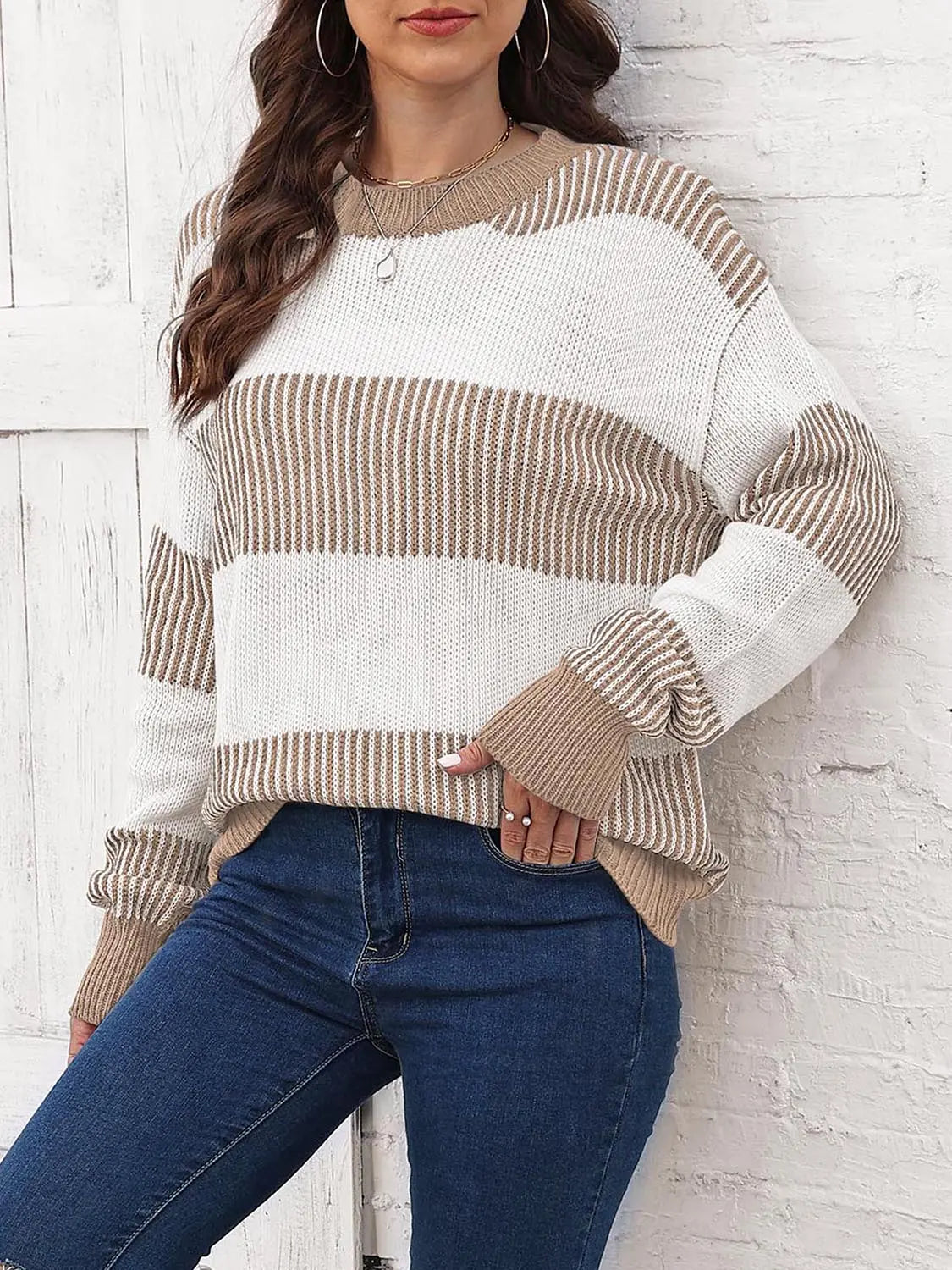 Full Size Round Neck Drop Shoulder Sweater  