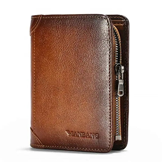 Men's Retro Zipper Leather Wallet ManBang Men Wallet Store  EBOYGIFTS