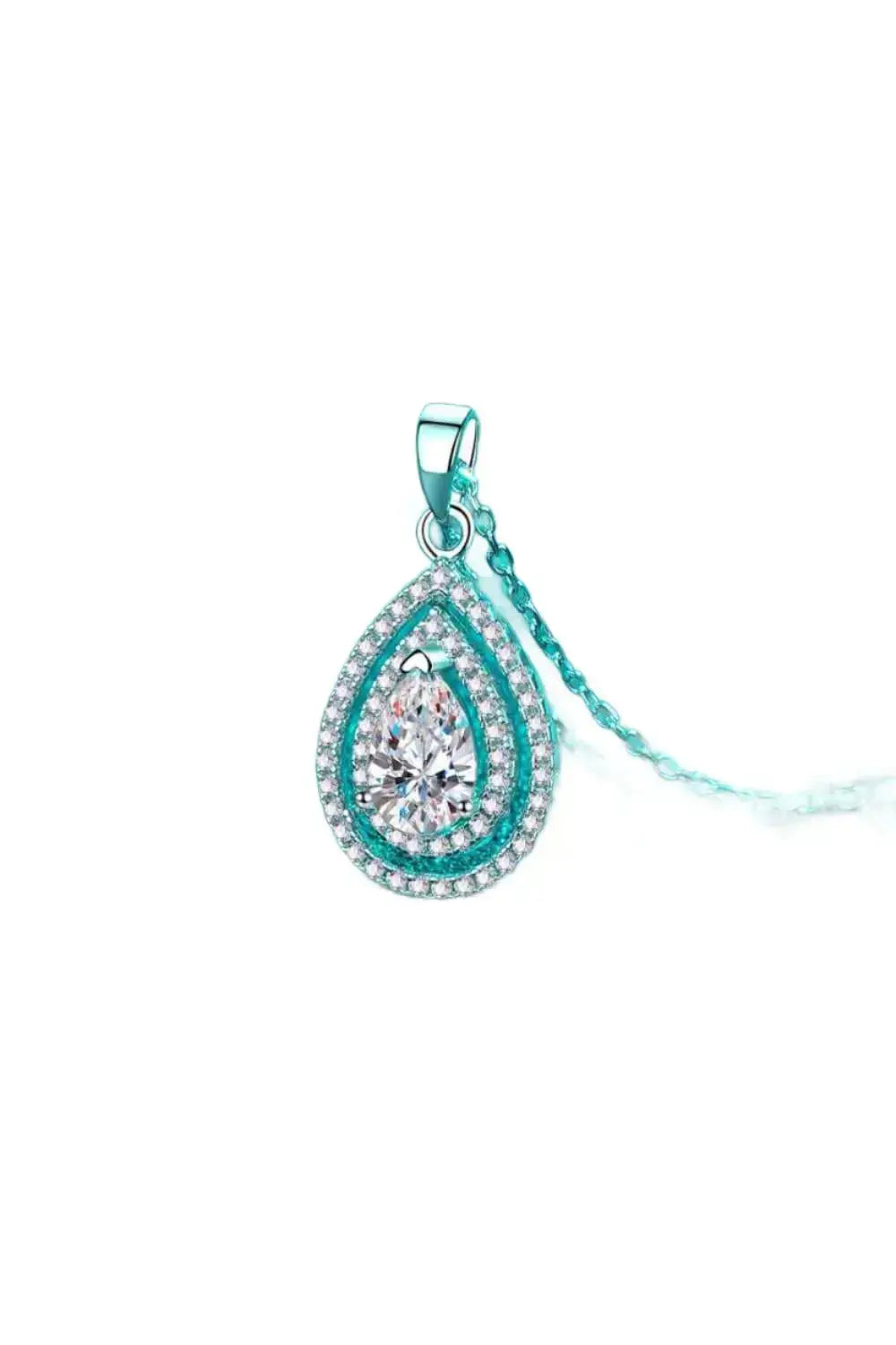 1 Carat Moissanite Teardrop Pendant Necklace