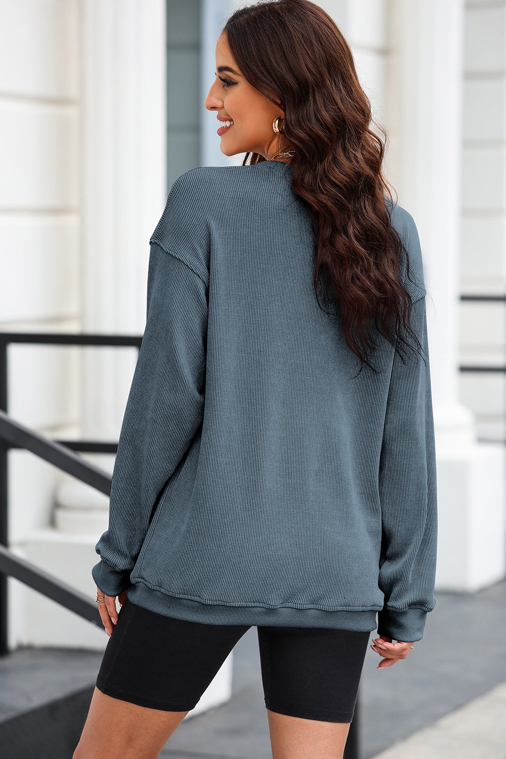 Round Neck Dropped Shoulder Sweatshirt  