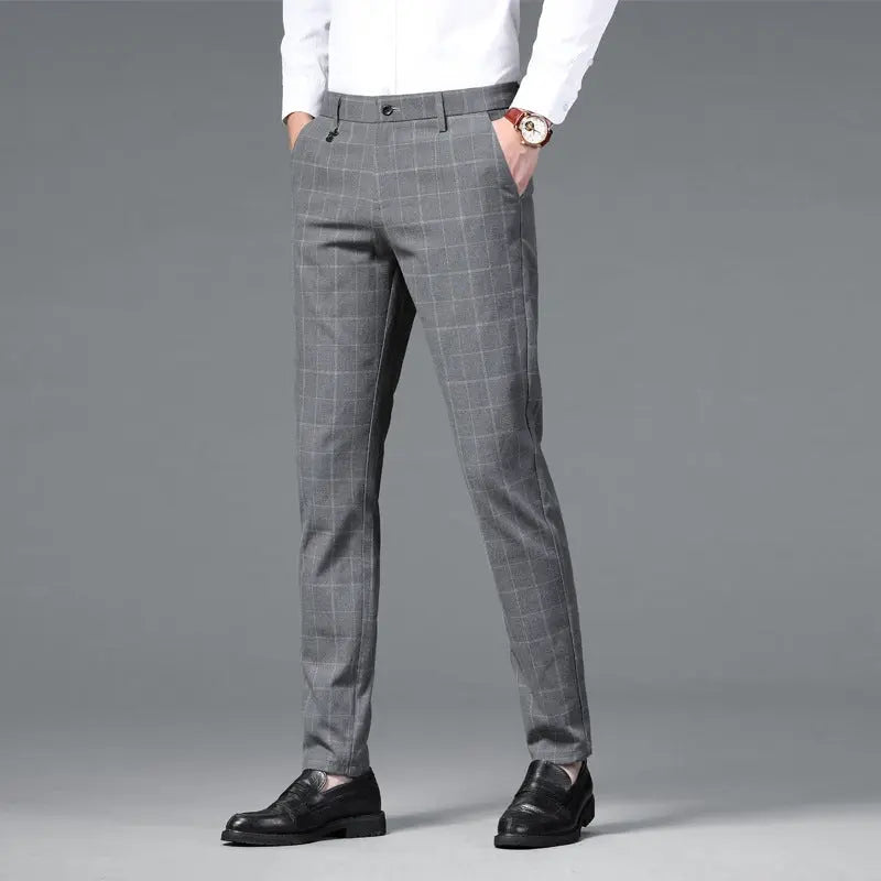 Men's Casual Business Plaid Trousers  