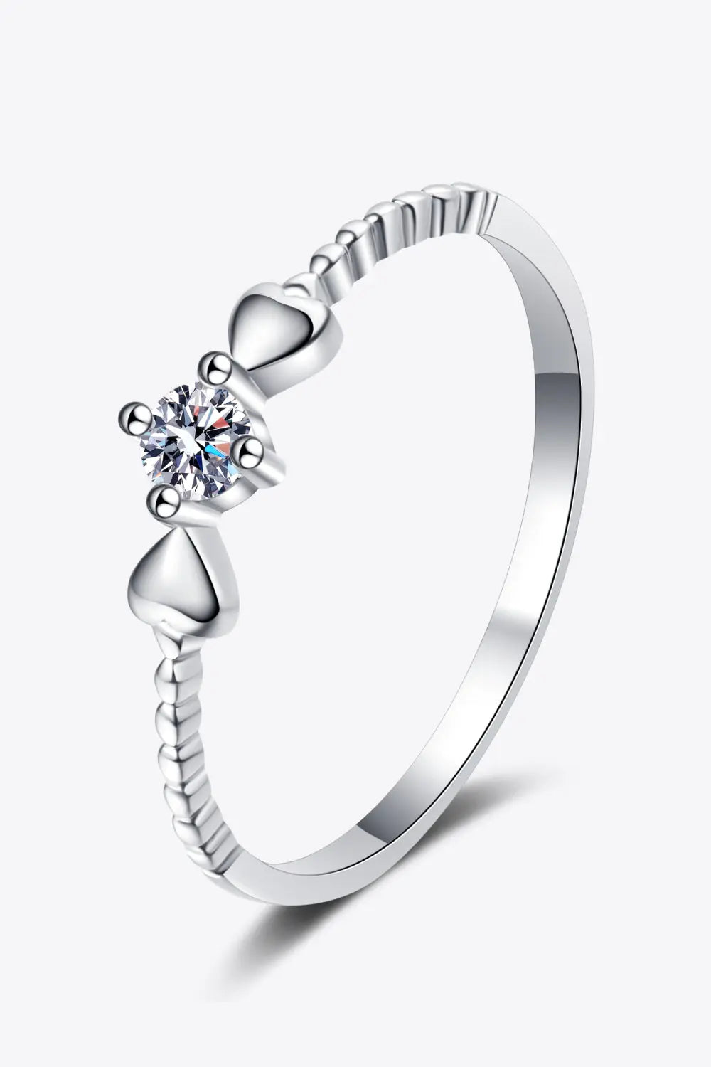 Adored Moissanite Heart 925 Sterling Silver Ring  