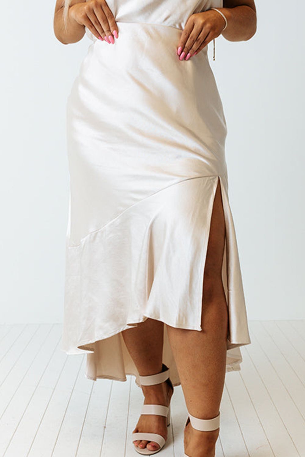 Plus Size Slit Ruffled Skirt  