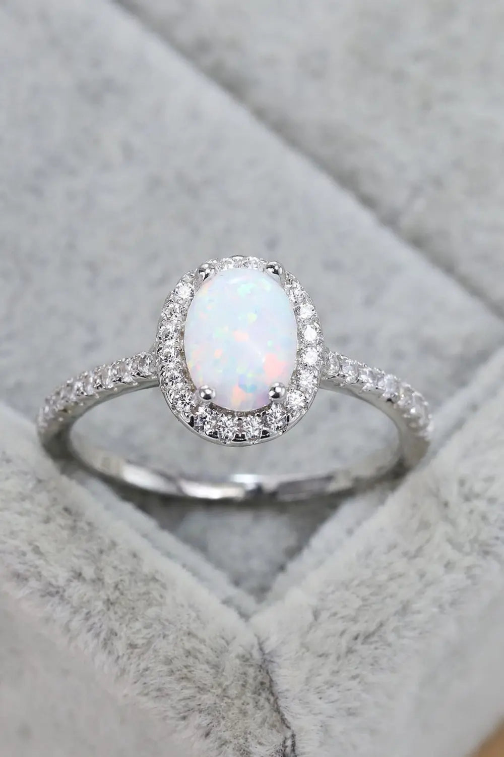 Opal 925 Sterling Silver Halo Ring  