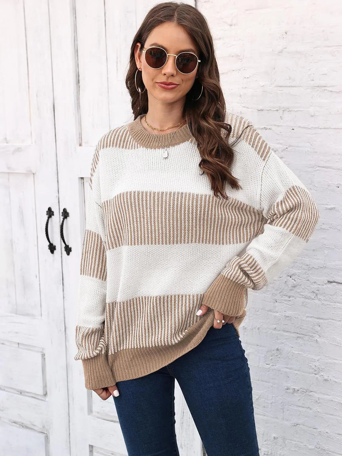 Full Size Round Neck Drop Shoulder Sweater  