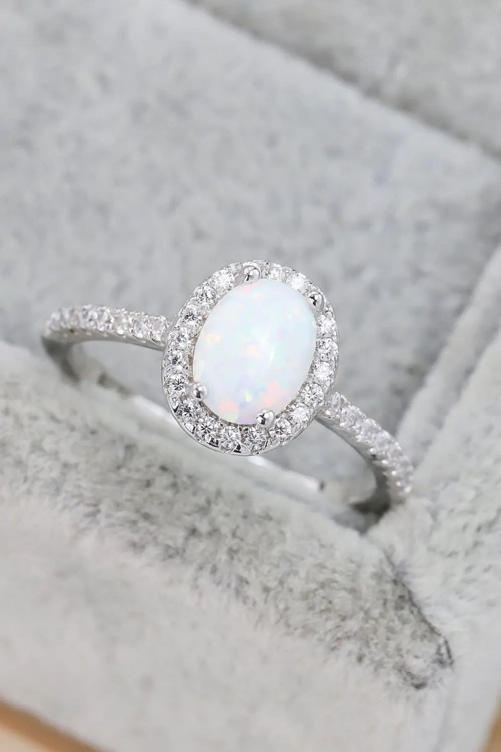 Opal 925 Sterling Silver Halo Ring  