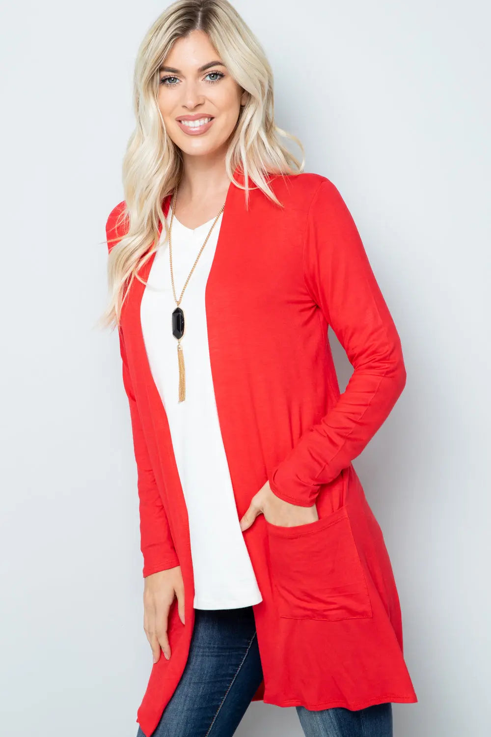 Celeste Full Size Open Front Cardigan with Pockets  