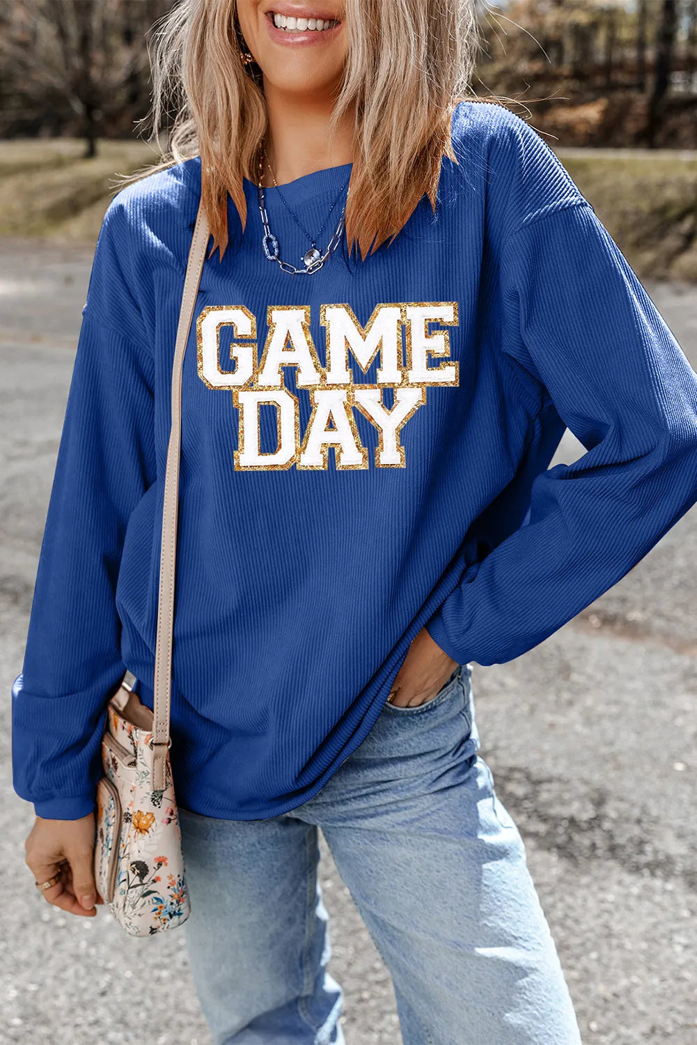 GAME DAY Round Neck Long Sleeve Sweatshirt  