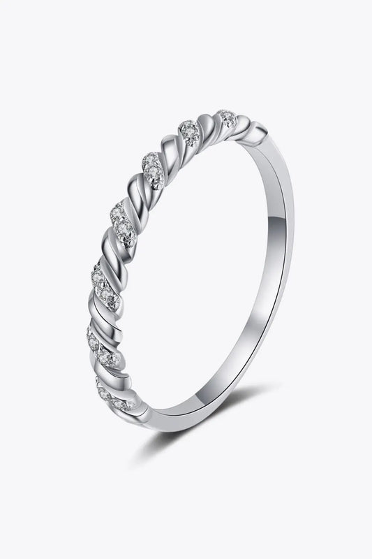 Moissanite Rhodium-Plated Half-Eternity Ring  