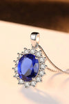 Synthetic Sapphire Pendant 925 Sterling Silver Necklace  