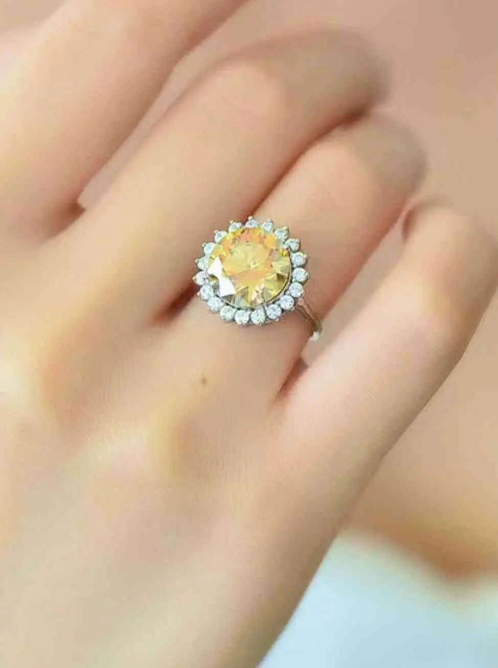 925 Sterling Silver 2 Carat Moissanite Sunflower Ring For Gift