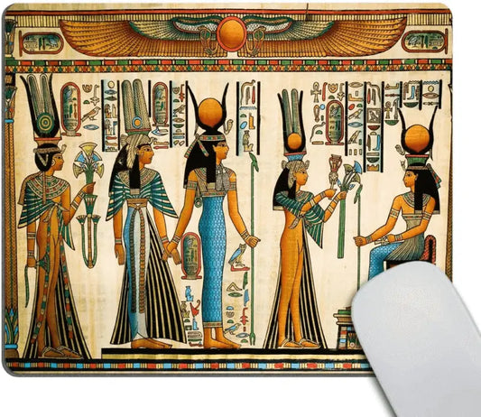 Egyptian Mouse Pad, Papyrus Depicting Queen Nefertari Making an Offering to Isis