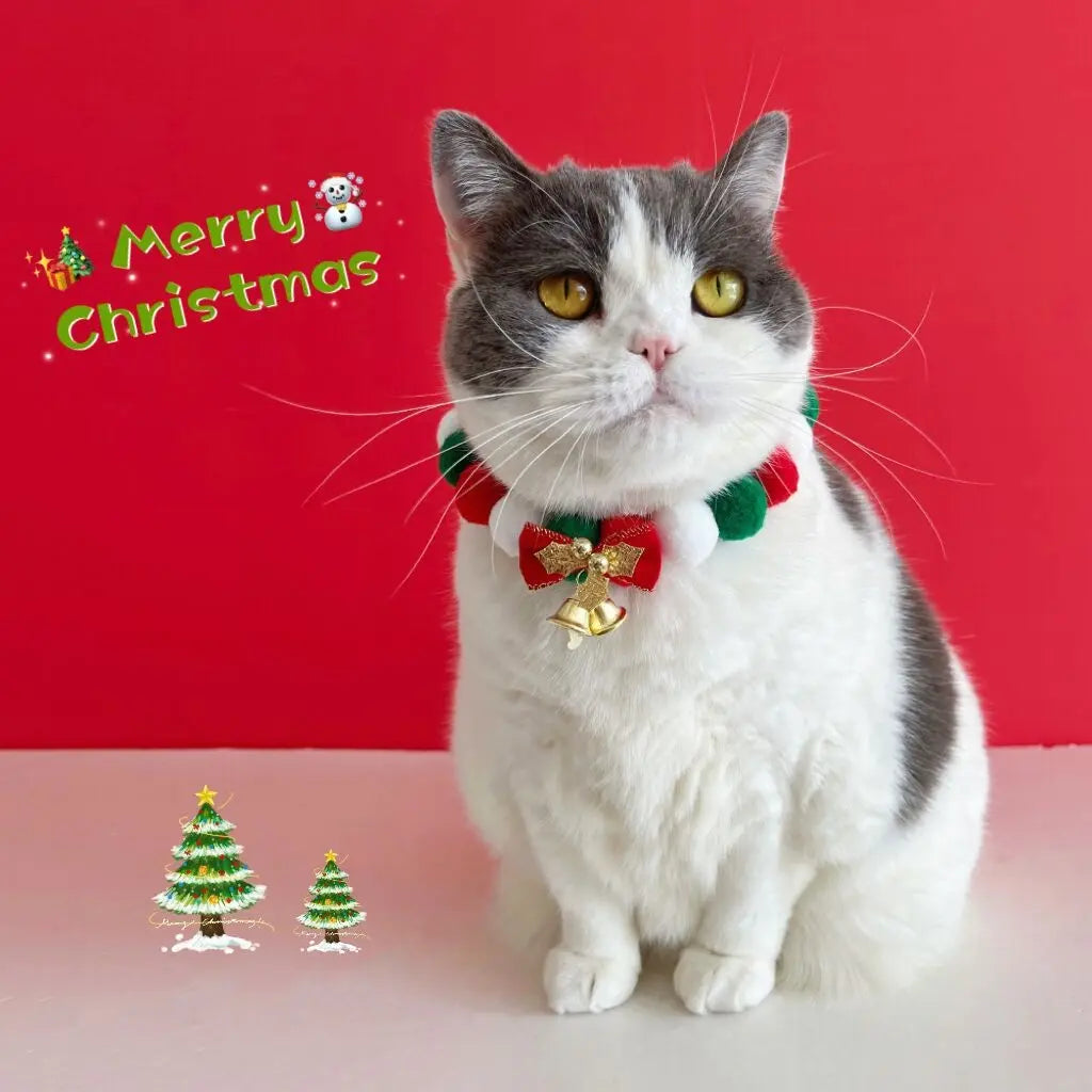 Pet Christmas Bowknot Collar Cat Scarf  