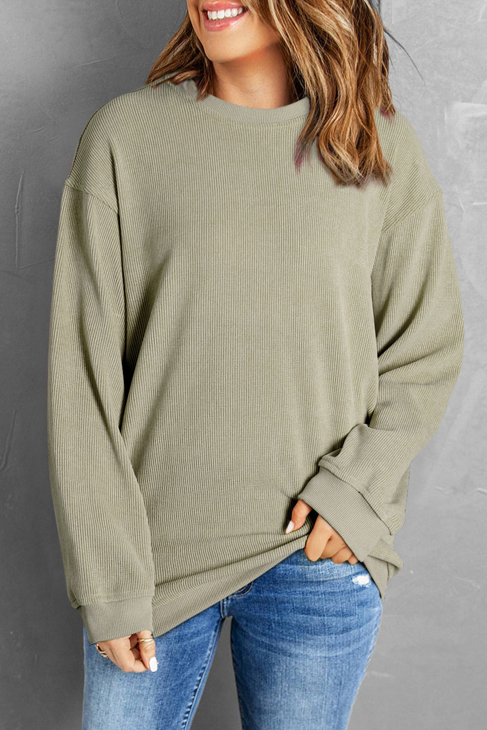 Round Neck Dropped Shoulder Sweatshirt  