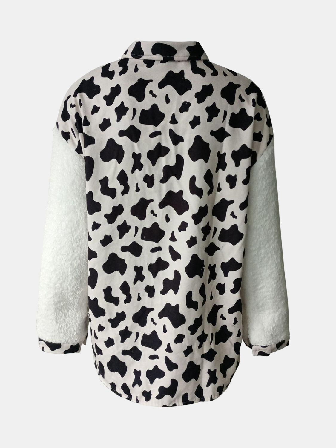 Fuzzy Button Up Long Sleeve Jacket  