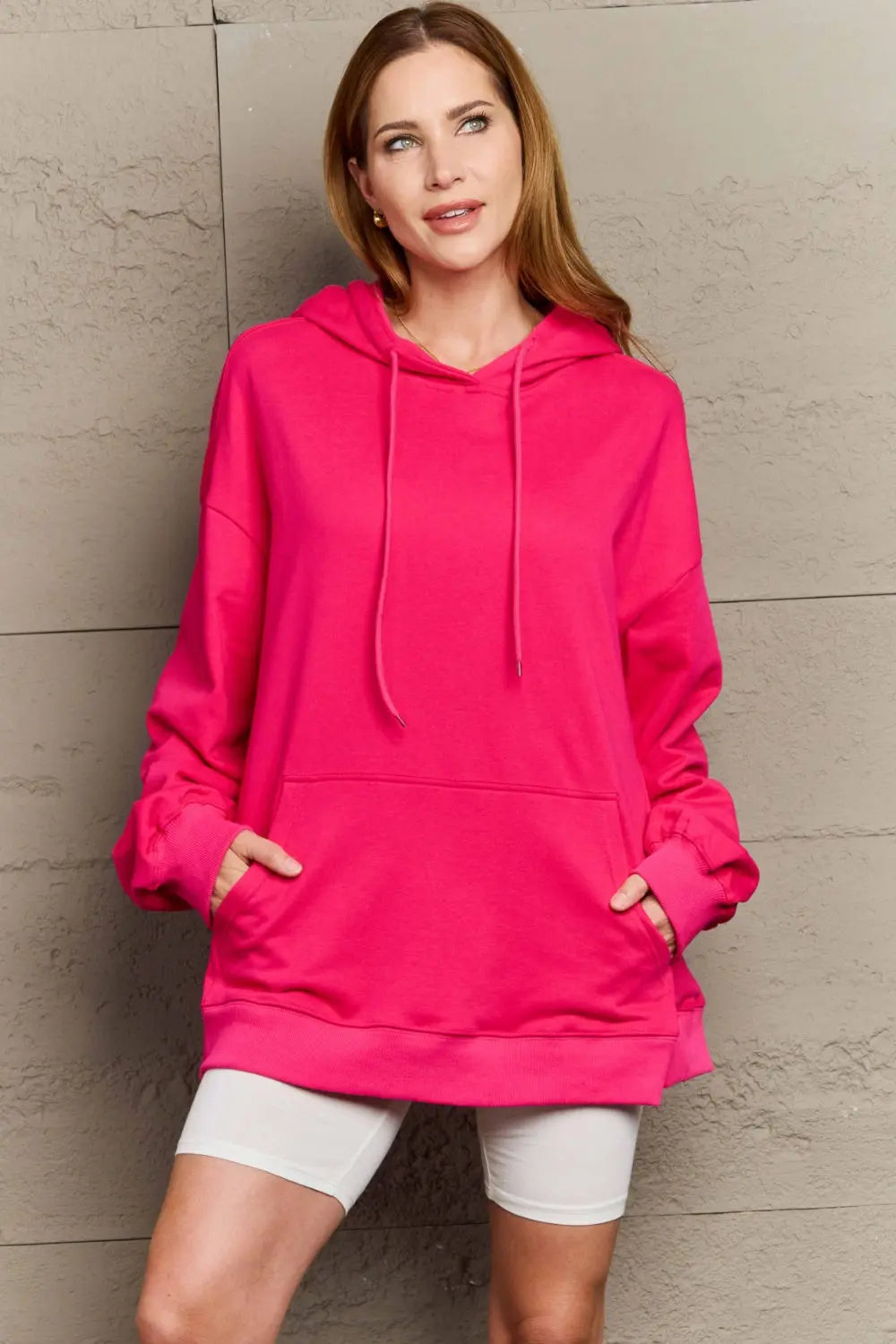 Full Size Drawstring Long Sleeve Hoodie  