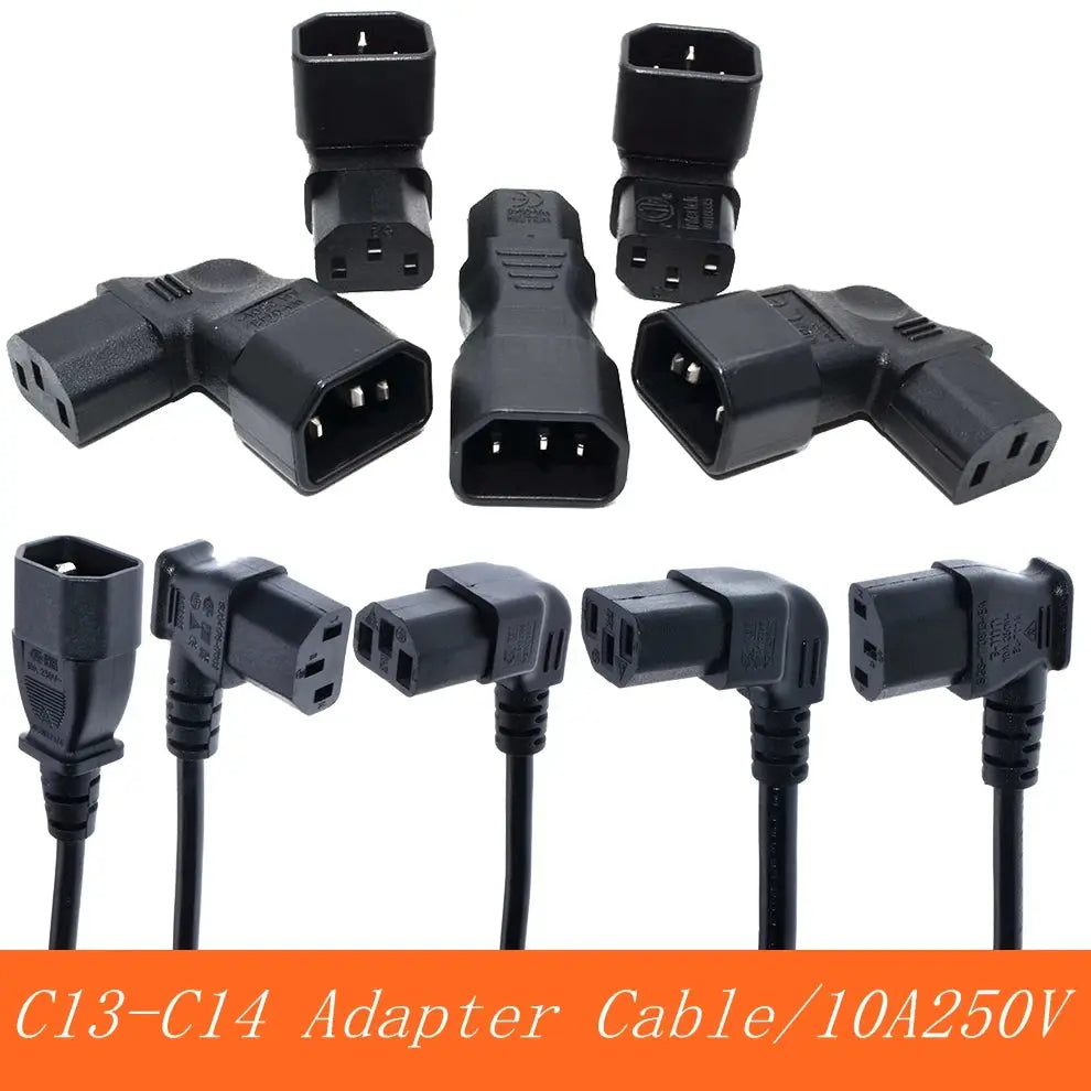 IEC60320 C13 Angle Converter Angle Extension Cable C13 to C14 PDU Up Down Right Angle Power Cables Male to Female AC Power Cord  