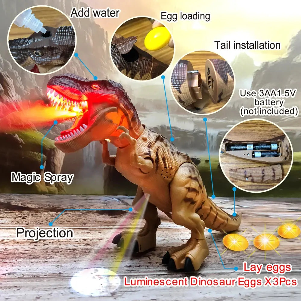 Electric Toy Large Size Walking Spray Lay Eggs Dinosaur Robot With Light Sound Mechanical Dinosaurs Model Toys  