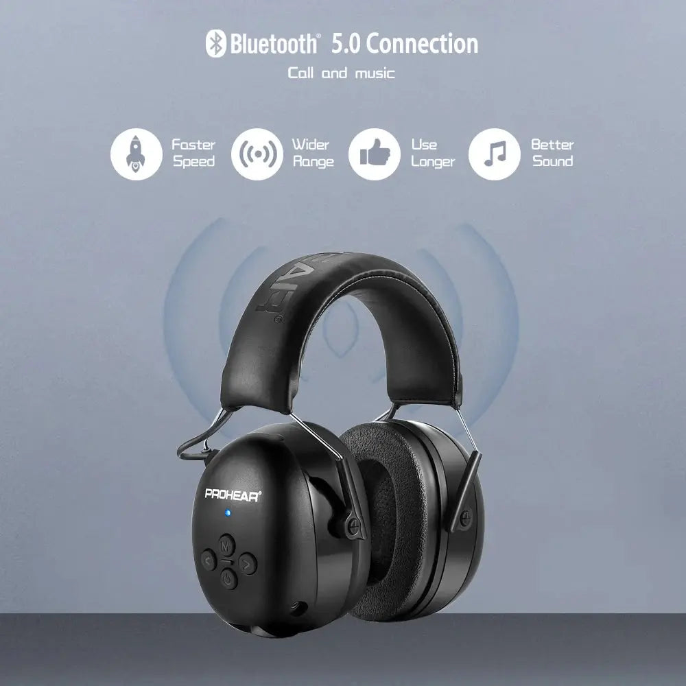 ZOHAN Electronic Headphone 5.0 Bluetooth Earmuffs Hearing Protection Headphones for Music Safety Noise Reduction Charging - eboygifts