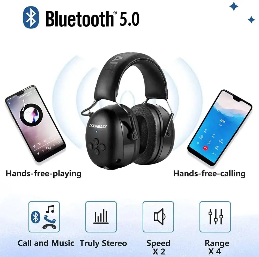 ZOHAN Electronic Headphone 5.0 Bluetooth Earmuffs Hearing Protection Headphones for Music Safety Noise Reduction Charging - eboygifts