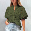 Hollowed-out Embroidery Lace Jacquard Blouse Women 2024 Spring Stand  