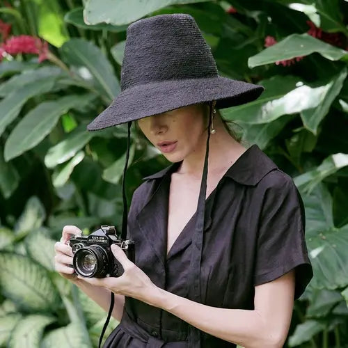 MEG Jute Straw Hat In Black  